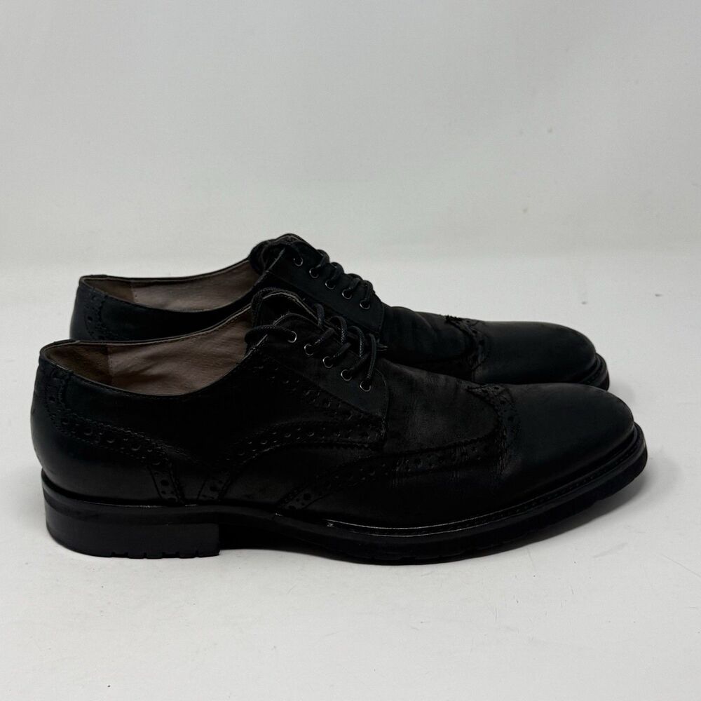 Aston Grey Cole Wingtip Oxford Shoes Mens 8.5 Black  Leather Brogue Casual Dress